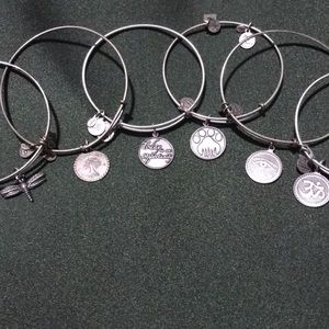 Six Silver Alex and Ani Bracelets